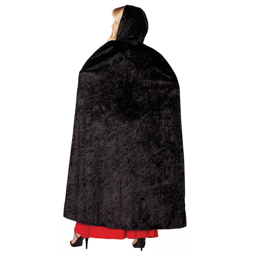Black Velvet Hooded Womens Cape