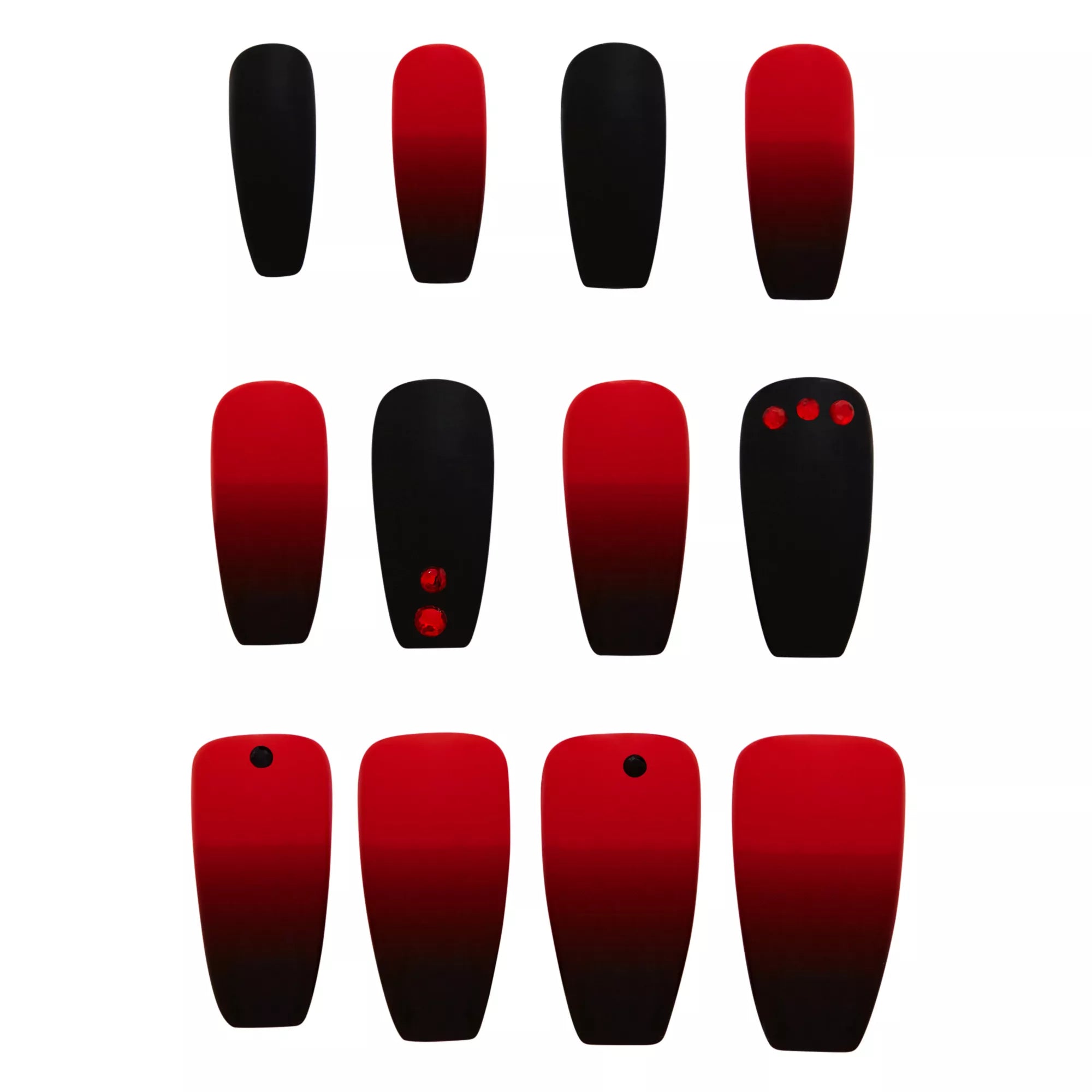 Red and Black Press-On Nails