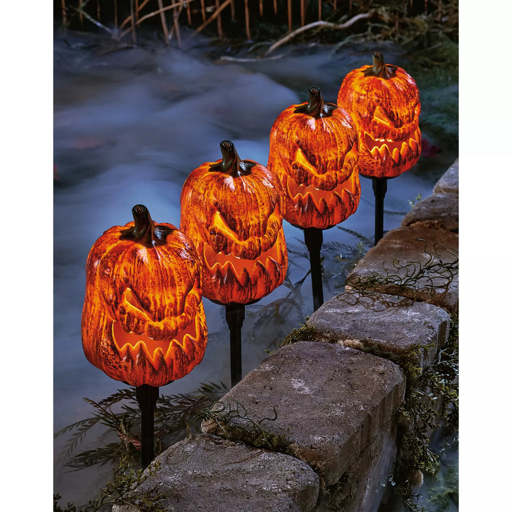 Light-Up LED Spooky Pumpkin Pathway Markers