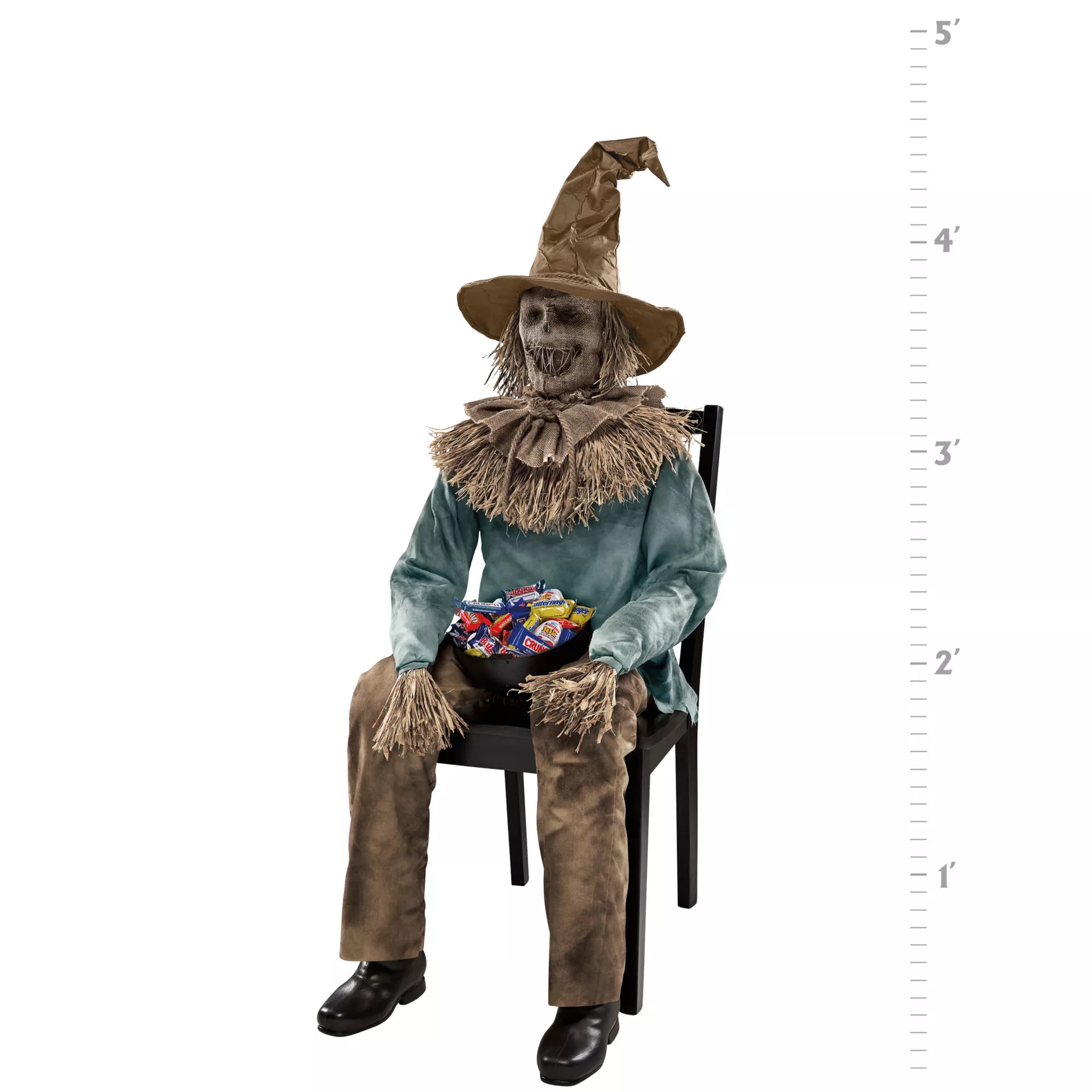 4 Ft 6 In Scary Sitting Scarecrow Animatronic