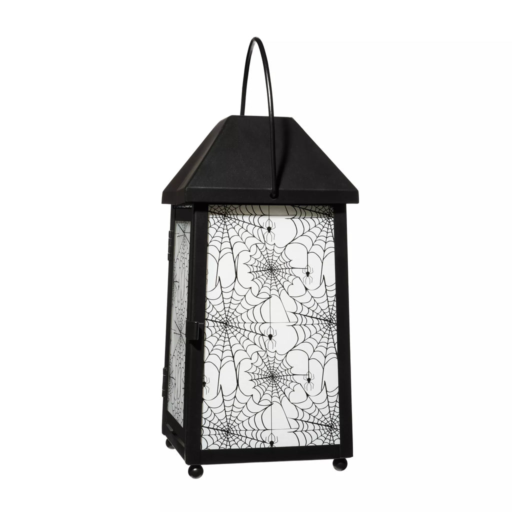 White Glass Spider Web Lantern