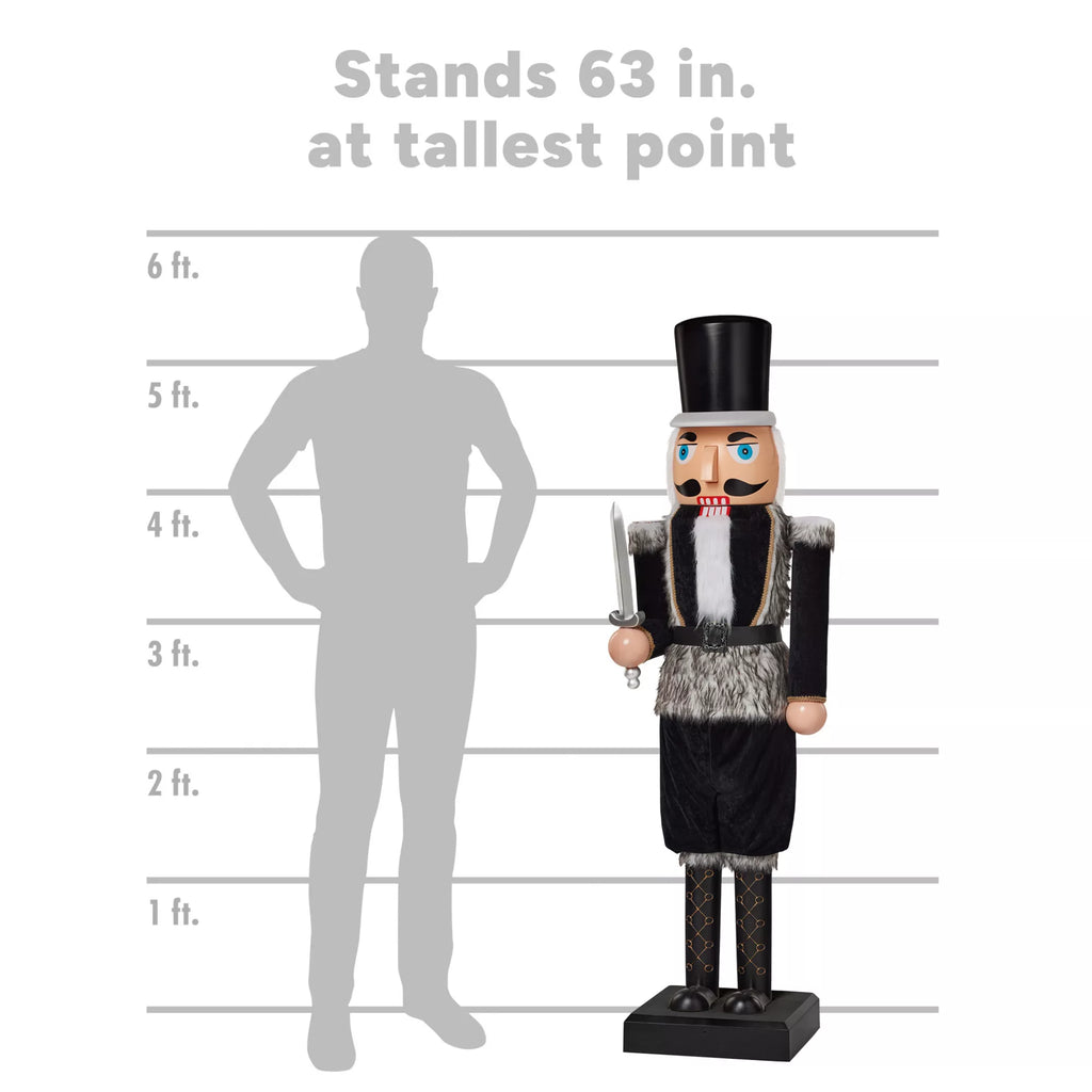5 Ft 2 In Light-Up Collapsible Animated Black Soldier Nutcracker