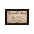 Doll Death Certificate Sign