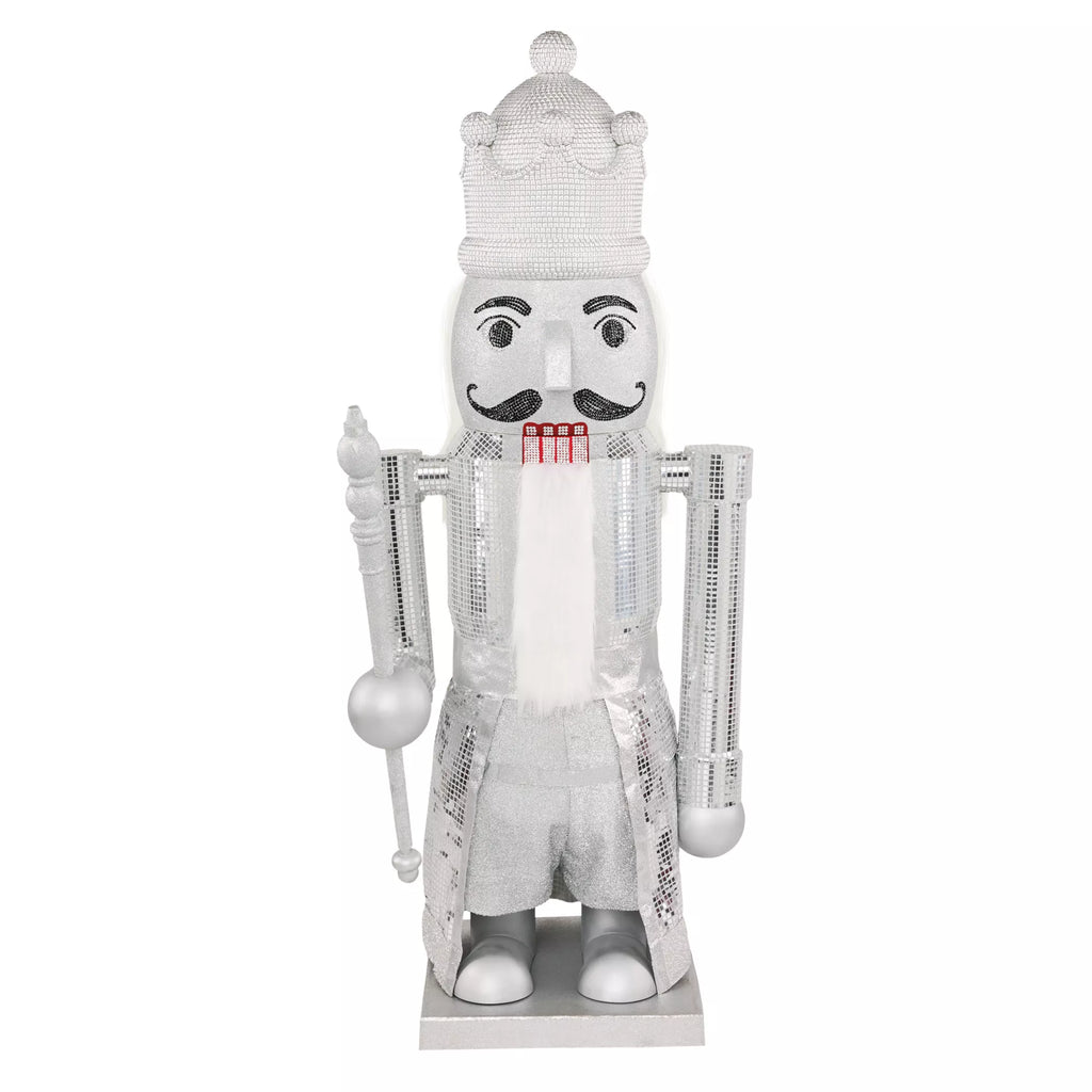 7 Ft Silver Bling Bluetooth Compatible Nutcracker Animatronic