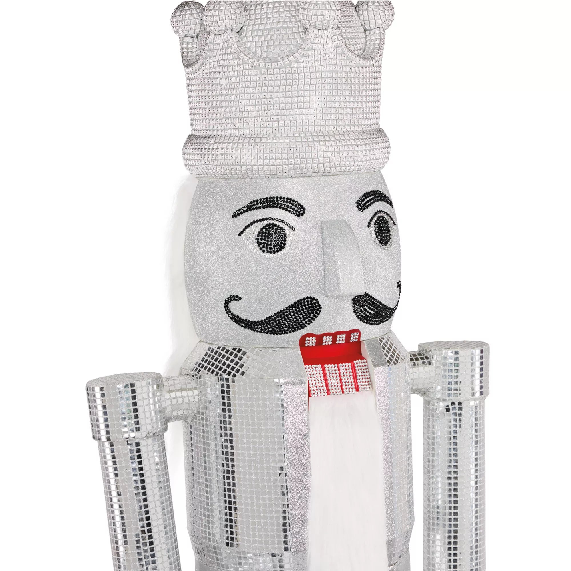 7 Ft Silver Bling Bluetooth Compatible Nutcracker Animatronic