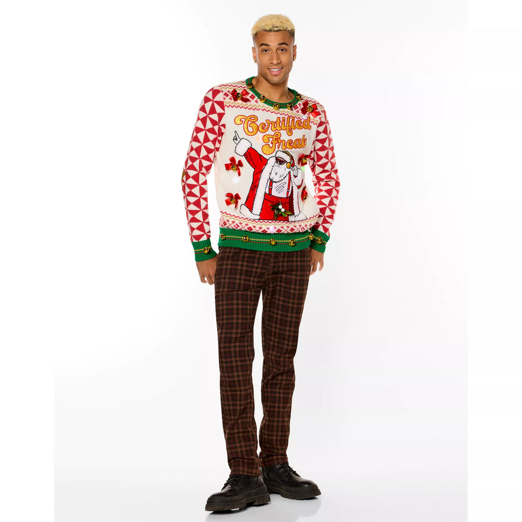 Light-Up Santa Certified Freak Christmas Sweater