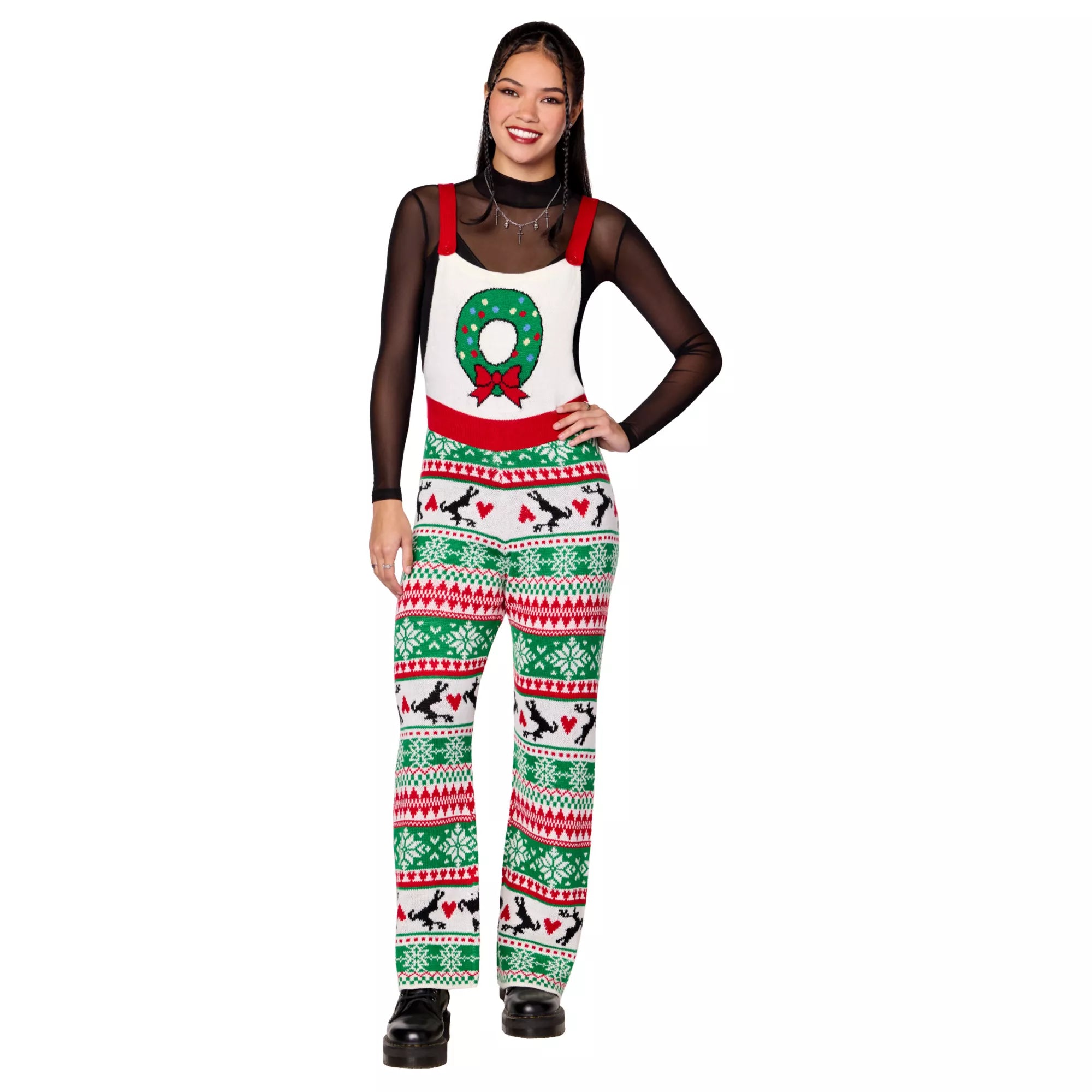 Adult Wreath Christmas Overalls