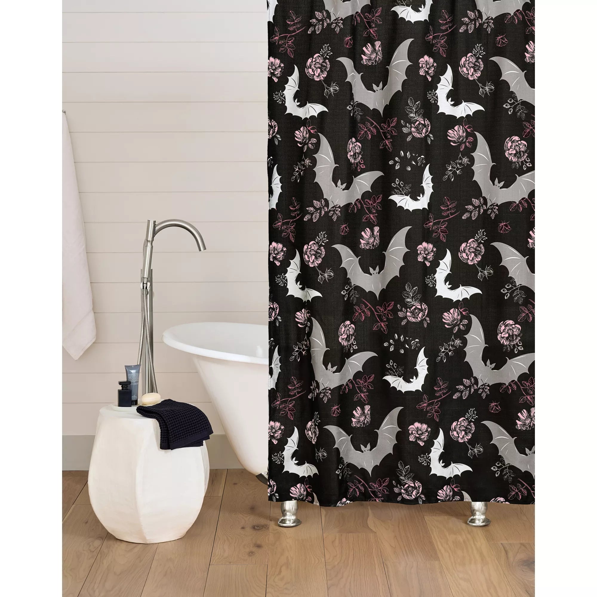 Silver Bats Shower Curtain