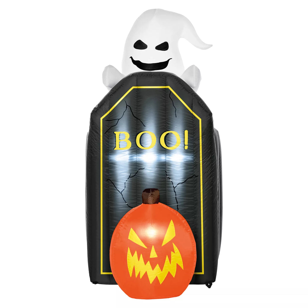 4 Ft 2 In Light-Up Animated Tombstone Ghost Inflatable Decoration