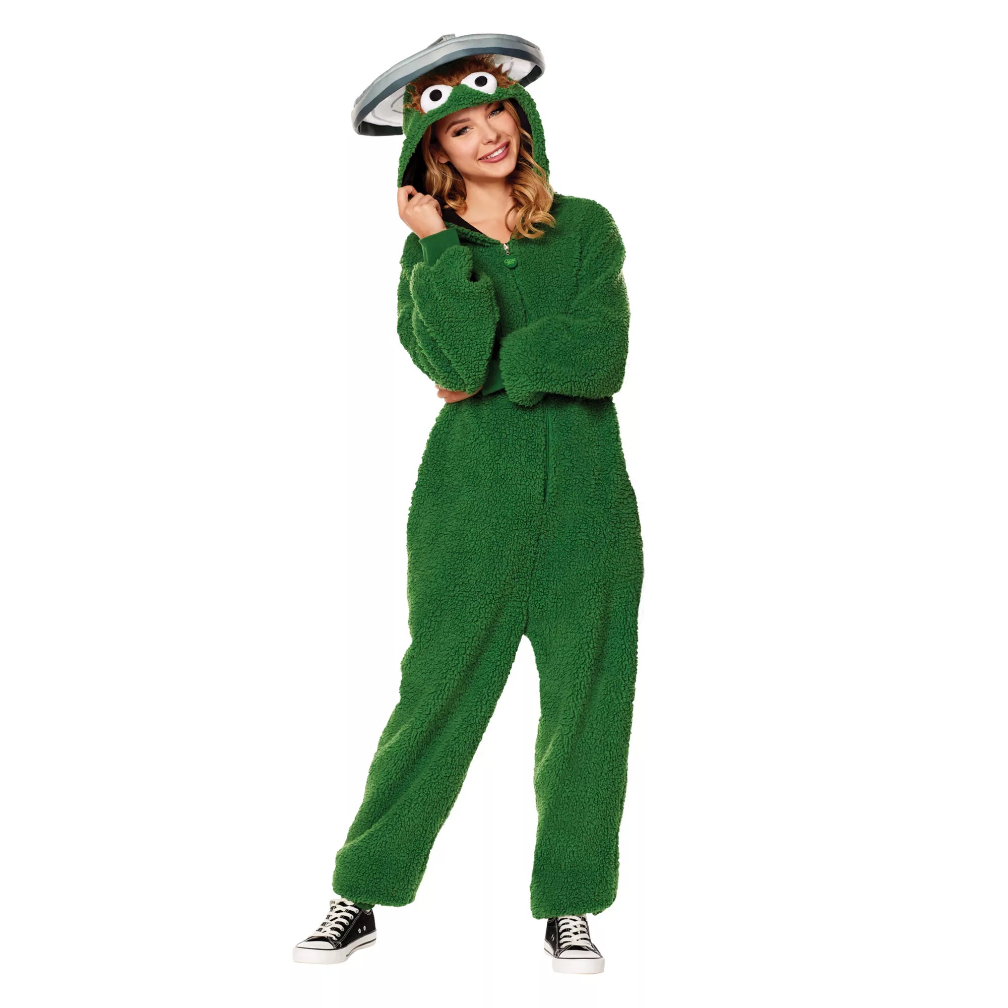 Adult Oscar the Grouch Plus Size Jumpsuit Costume - Sesame Street